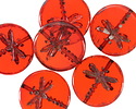 Czech Glass Hyacinth Picasso Dragonfly Coin 17mm