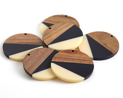 Walnut Wood & Vogue Resin Coin Focal 38mm