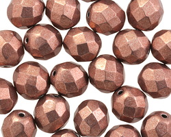 Czech Glass ColorTrends: Sueded Gold Ash Rose Fire Polished Round 8mm