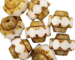 Czech Glass White Picasso Crown Bead 13x15mm