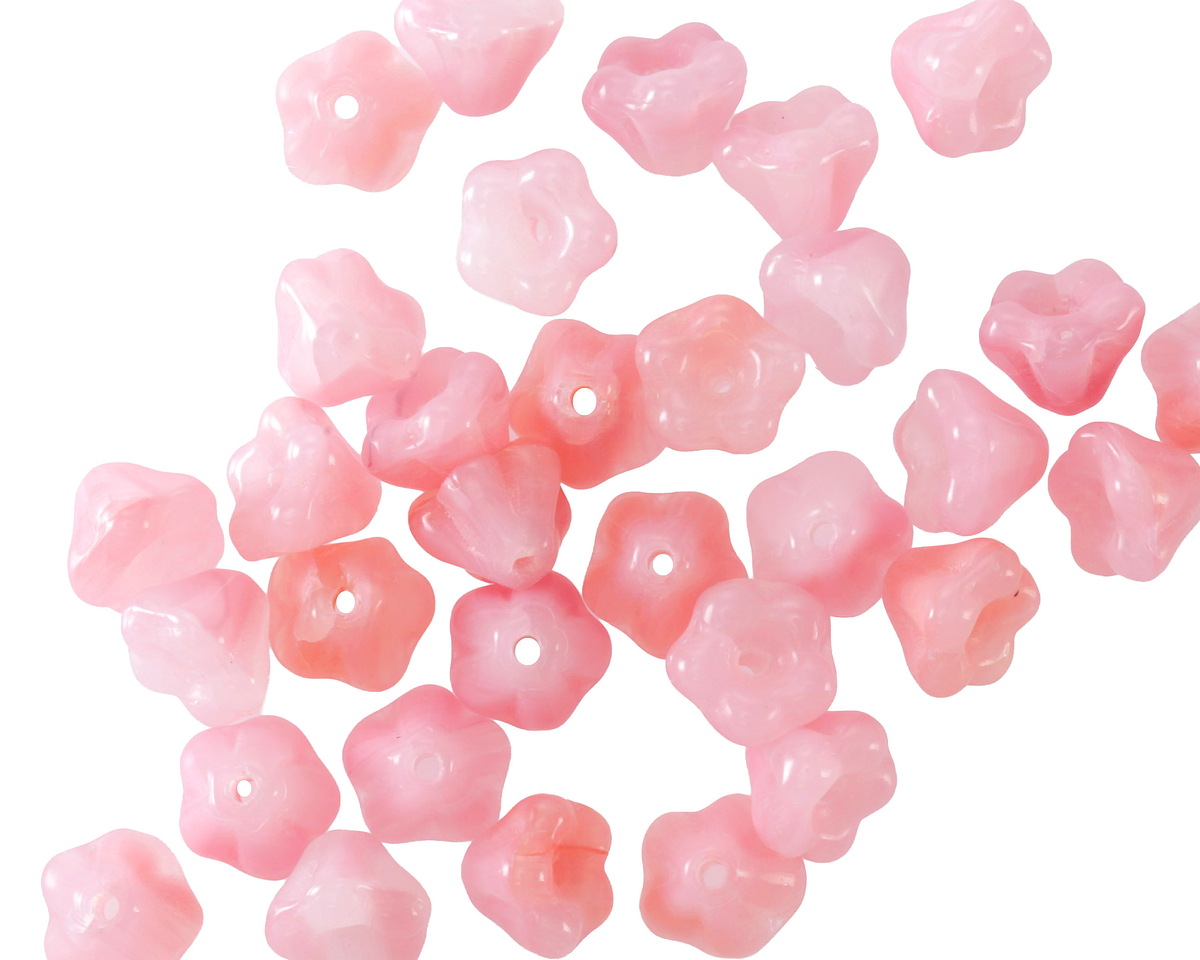 Czech Glass Strawberries & Cream Bellflower 5x6mm