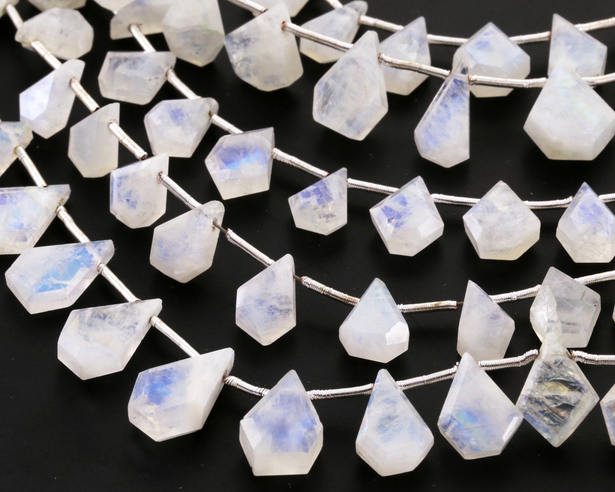 Rainbow Moonstone Long Pentagon Drop Graduated 6x8-9x12mm