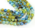 Moss Green & Deep Blue Agate Faceted Round 8mm