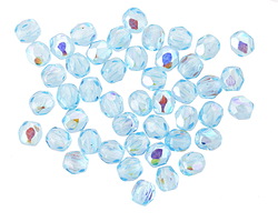 Czech Glass Baby Blue AB Fire Polished Round 4mm