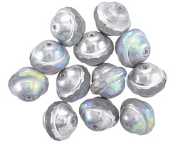 Czech Glass Matte Crystal AB w/ Antique Silver UFO 10x12mm