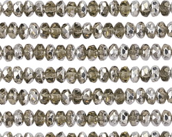 Czech Glass Black Diamond w/ Silver Fire Polished Rondelle 2.5x4mm