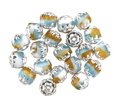 Czech Glass Sunny Coast w/ Silver Lantern 6mm