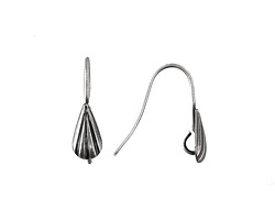 Antique Silver (plated) Earwire w/ Angled Teardrop 18x18mm
