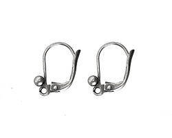 Antique Silver (plated) Leverback Earring w/ 3mm Ball 12x15mm