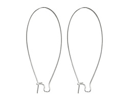 Silver (plated) Long Kidney Earwire 18x47mm
