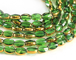 Chrysolite Crystal w/ Gold Faceted Oval 9x6mm