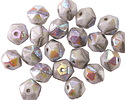 Czech Glass White AB w/ Silver Wash English Cut Bead 8mm