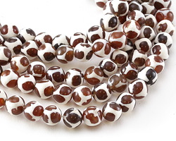 Tibetan (Dzi) Agate Brown White Patterned Round 8mm