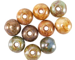 Czech Glass Fruit Cake w/ Rembrandt Finish (large hole) Round Druk 10mm