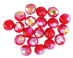 Czech Glass Cherry Red AB Fire Polished Round 8mm