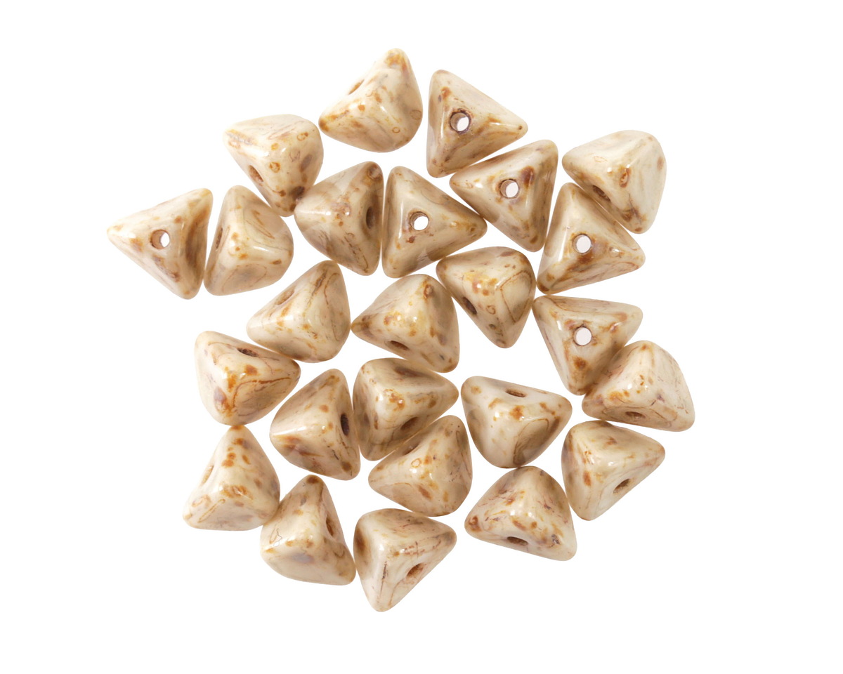 Czech Glass Bisque Picasso Half Pinch Bead 4x7mm