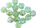 Czech Glass Peruvian Blue Opal w/ Antique Gold Flecks Chandelier Cut 8mm