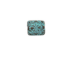 Mykonos Copper (plated) Patina Floral Ornate Rectangle 11x9.5mm