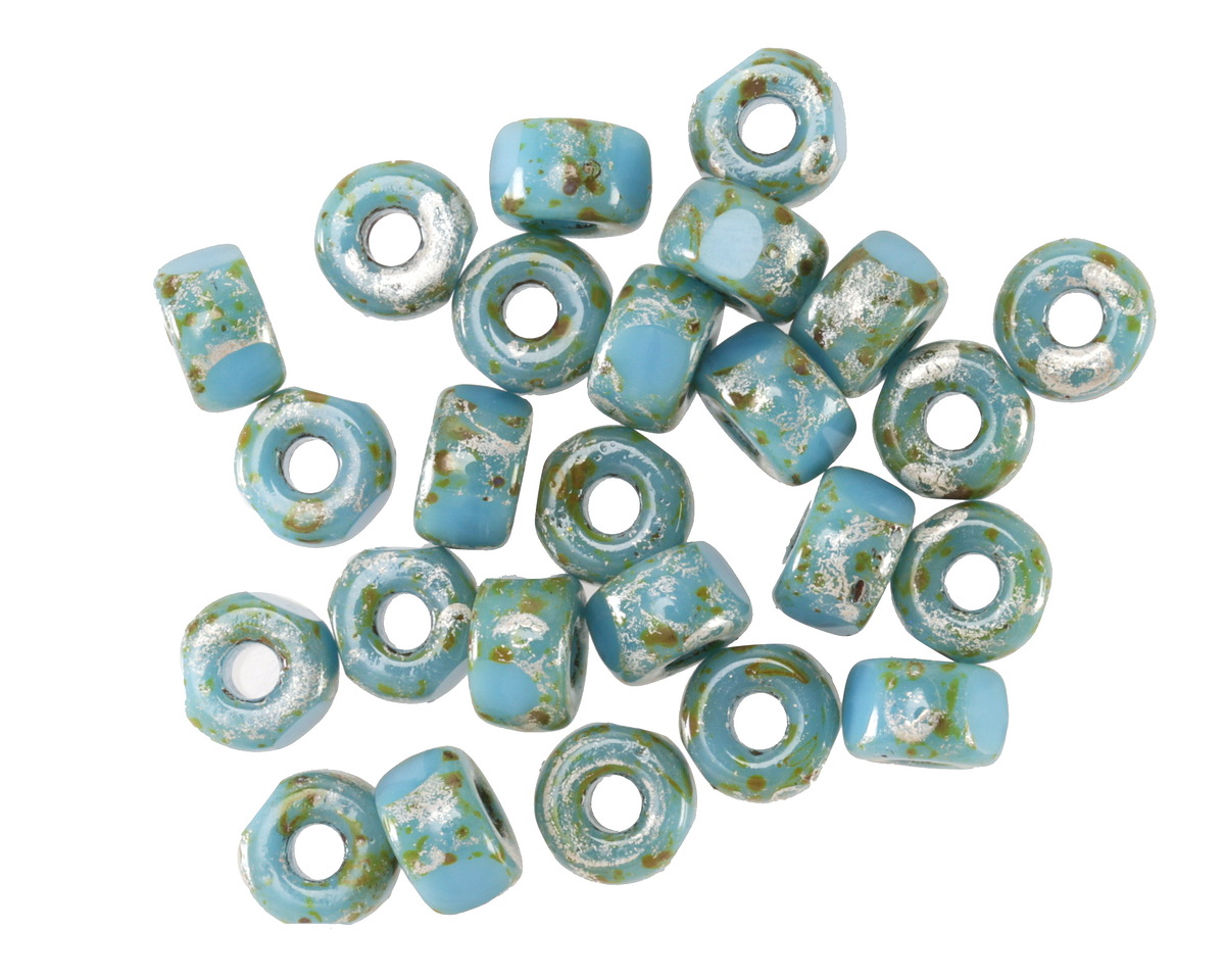 Czech Glass Matubo Blue Turquoise w/ Rembrandt Tri-cut 2/0 Seed Bead