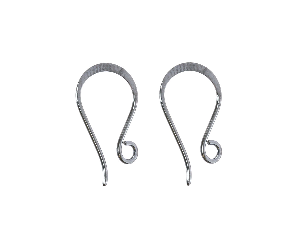 Nina Designs Sterling Silver Black Finish Simple Flat Ear Wire 10x20mm