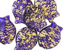 Czech Glass Sapphire w/ Gold Sunfish 24x18mm