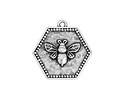 Antique Silver (plated) Hexagon Bee Seal Focal 21x22mm