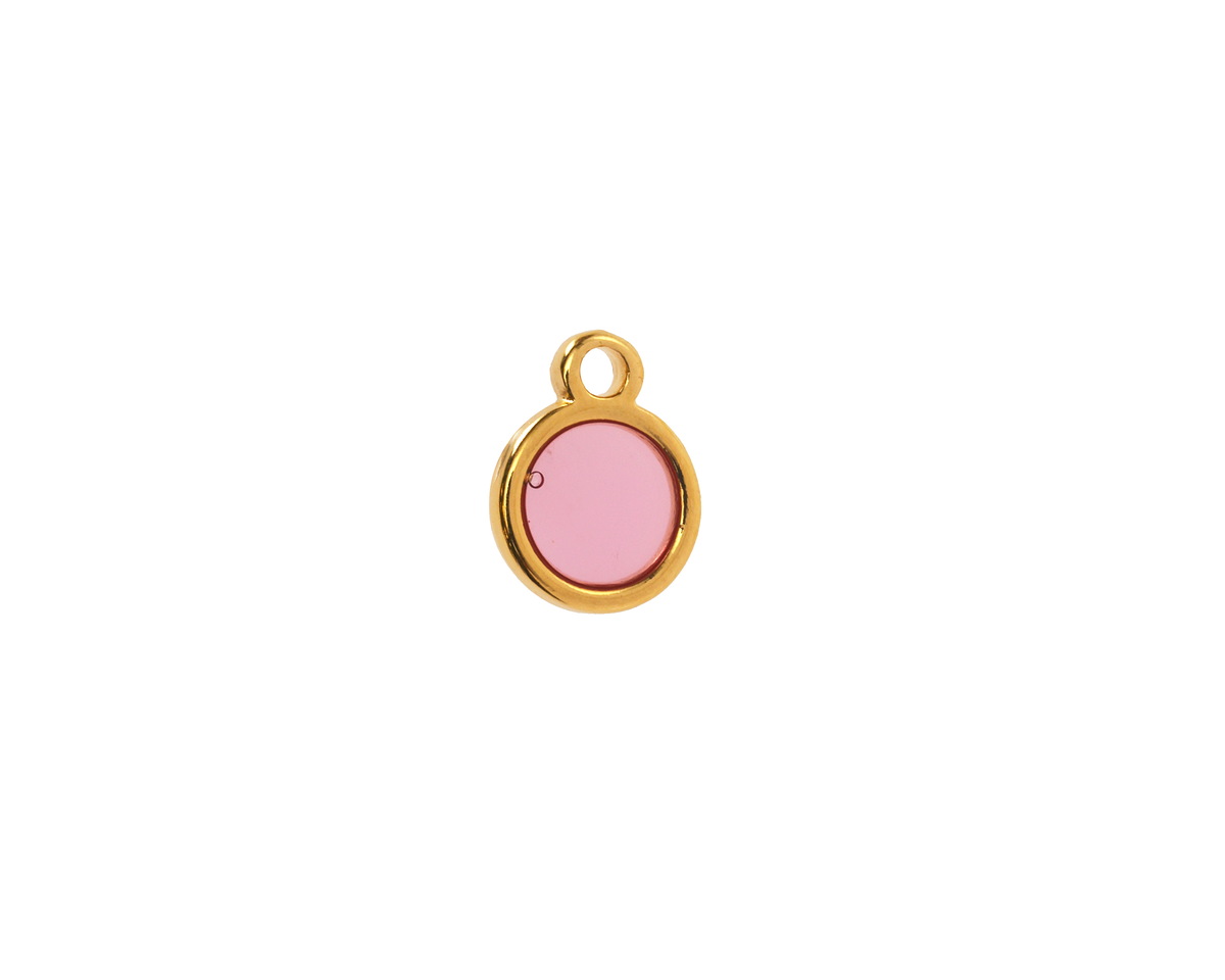 24K Gold (Plated) Transparent Rose Resin Round Focal 8x11mm