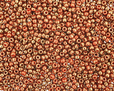 TOHO Gilded Marble Orange Round 11/0 Seed Bead