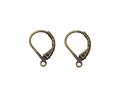 Antique Brass (plated) Leverback w/ Loop 15x9mm