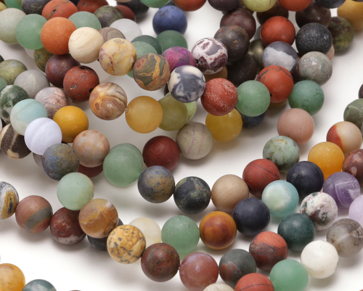 Matte Multi Gemstone (Sodalite, Tiger Eye, Red Jasper, Aventurine) Round 8mm