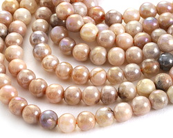 Peach Moonstone w/ AB Luster Round 6mm