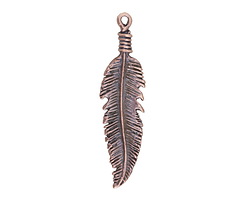 Mykonos Antique Copper (plated) Feather Pendant 17x67mm
