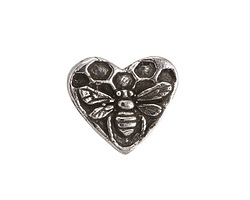 Green Girl Pewter Bee Heart Button 21-22x19mm