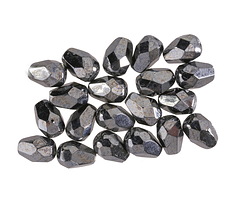 Czech Glass Hematite Faceted Drop 7x5mm