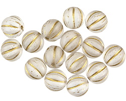 Czech Glass Matte Crystal w/ Gold Melon Round 8mm