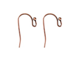 Antique Copper (plated) Earwire w/ Ball 11x21mm