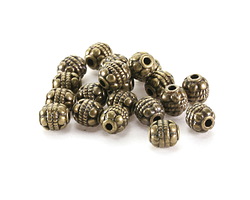 Antique Brass (plated) Petal Barrel 6x5mm