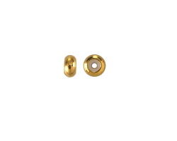 18K Gold (plated) Stainless Steel Slide Rondelle Bead w/ Silicone Insert 1.2mm Hole 3x6mm