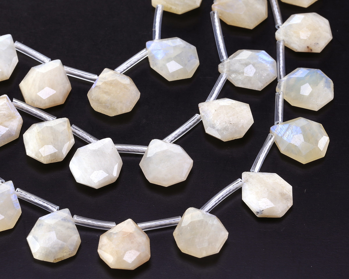 Sunset Moonstone Microfaceted Diamond Pear Teardrop 13x14-15mm