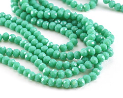 Green Turquoise Crystal Faceted Rondelle 6mm