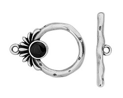 TierraCast Antique Silver (plated) w/ Black Setting Toggle 27x20mm, 27mm Bar