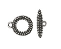Antique Silver Finish Beaded Toggle Clasp 19x16mm, 20mm Bar