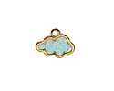 24K Gold (Plated) Transparent Sea Green Glitter Resin Cloud Focal 16x12mm
