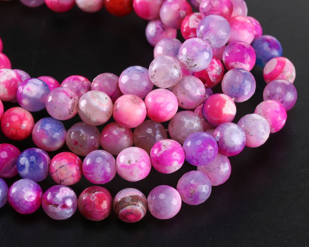 Orchid Fire Agate Faceted Round 8mm