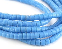 African Aqua Sand Cast Powder Glass (Krobo) Heishi Bead 5x8mm