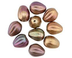 Czech Glass Autumn Metallics Melon Teardrop 11x9mm