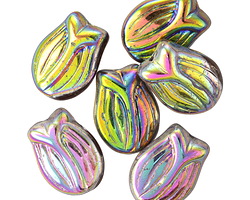 Czech Glass Cherry Red Vitrail Tulip 16x12mm