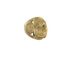 African Brass (Ghana) Small Triangle w/ Spiral Circles 12-14mm