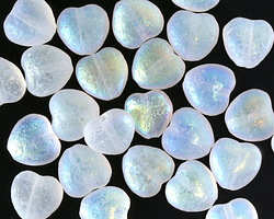 Czech Glass Textured Crystal AB Heart 8mm