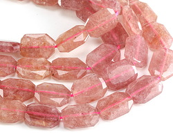 Strawberry Quartz Microfaceted Flat Slab 16x12mm